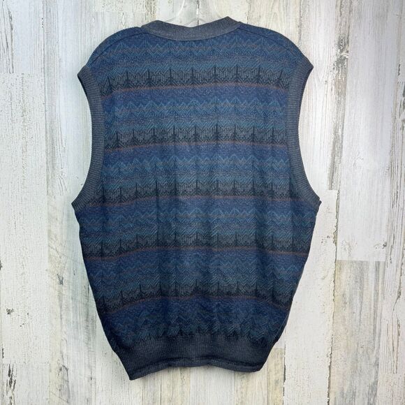 VINTAGE SEGRETO 100% MARINO WOOL PATTERN VEST SIZE LARGE MADE IN ITALY - Picture 2 of 10
